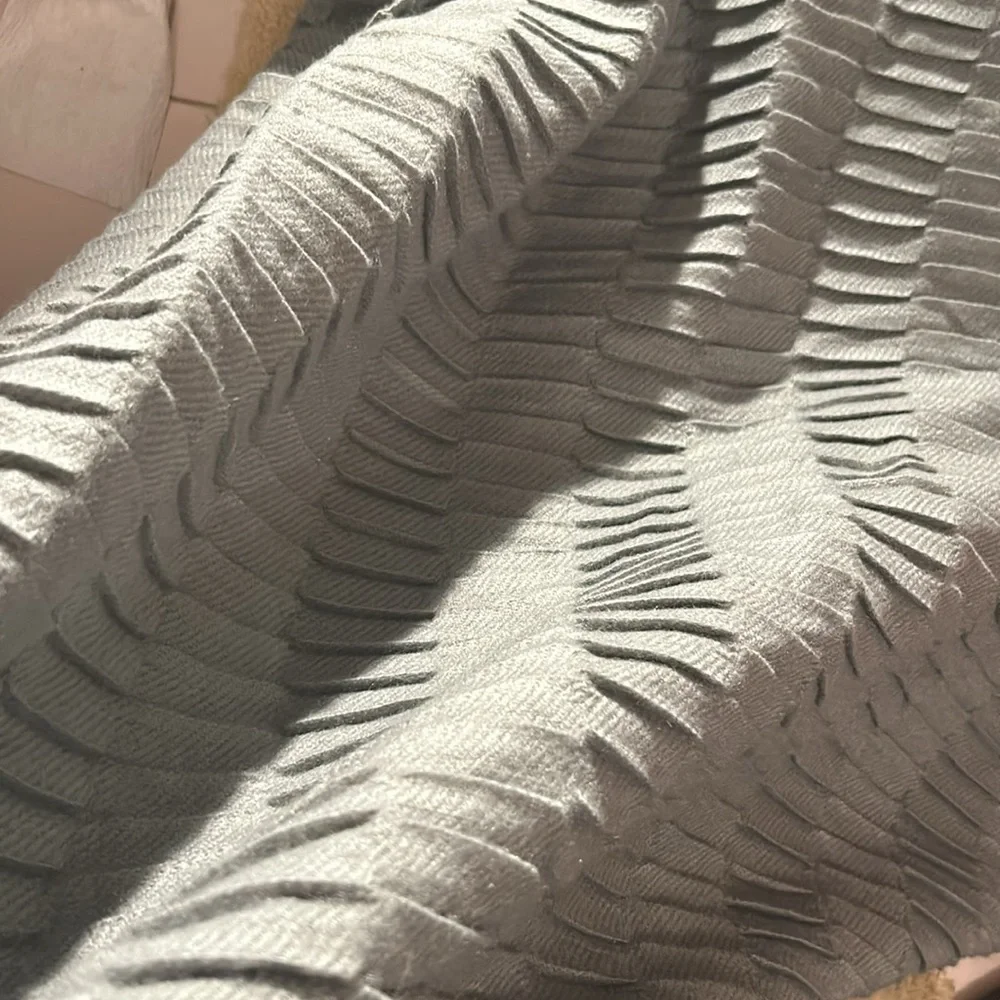 West Elm UNIQUE Gray Knit Throw 50” X 40 plus free bedside wicker small ‘tray’